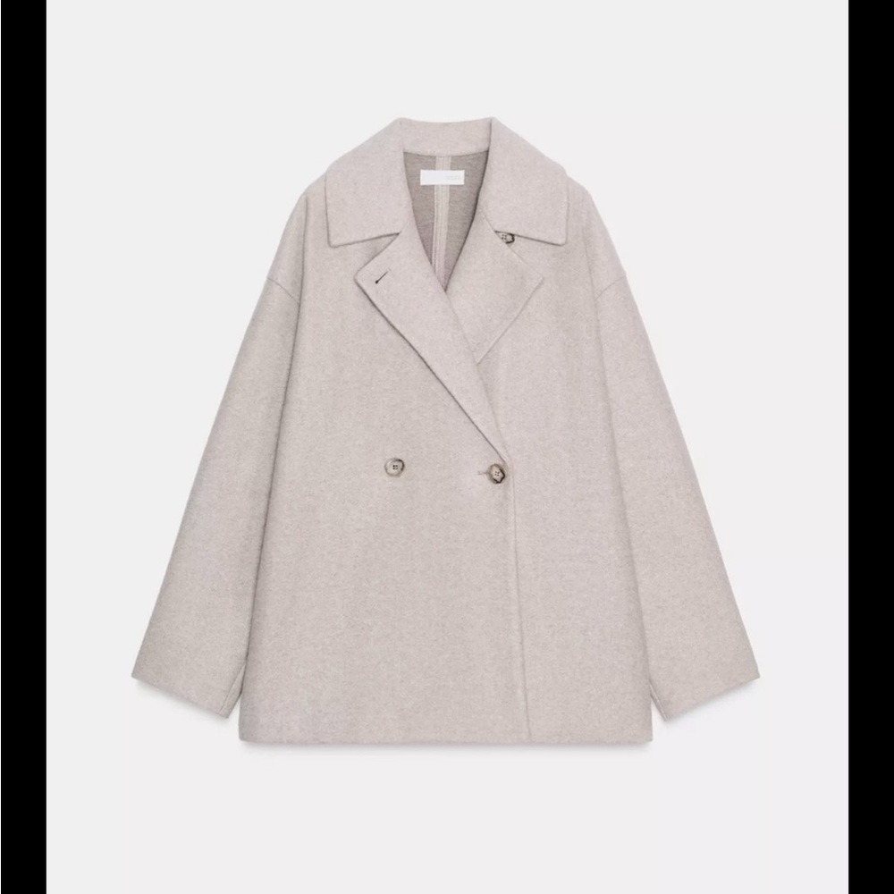 NWT Zara Women's Light Gray Pea Coat